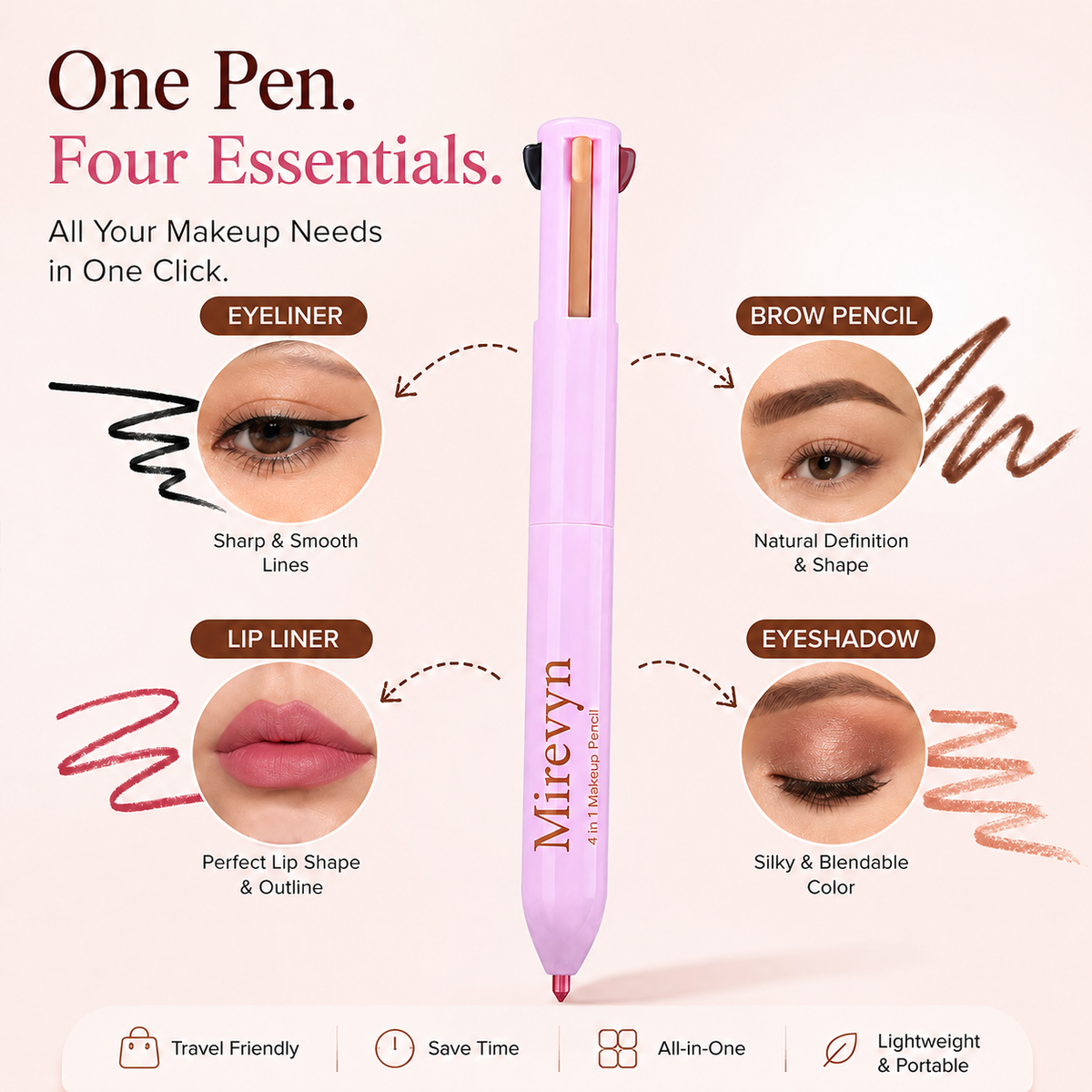 Last Day Buy 1 Get 1 Free ✨ Mirevyn 4-IN-1 Makeup Pen