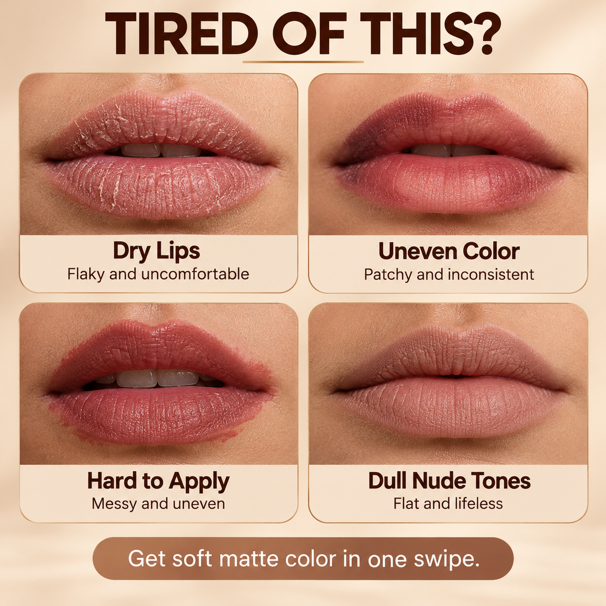 Matte Brown Lipstick, Suitable for All Skin Types