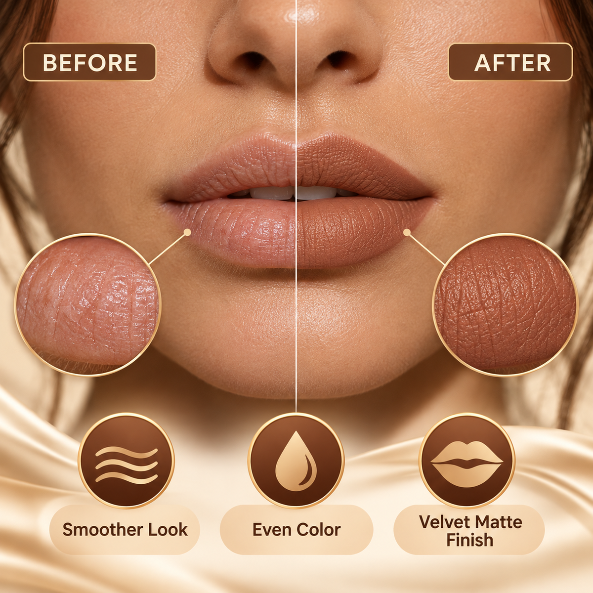 Matte Brown Lipstick, Suitable for All Skin Types